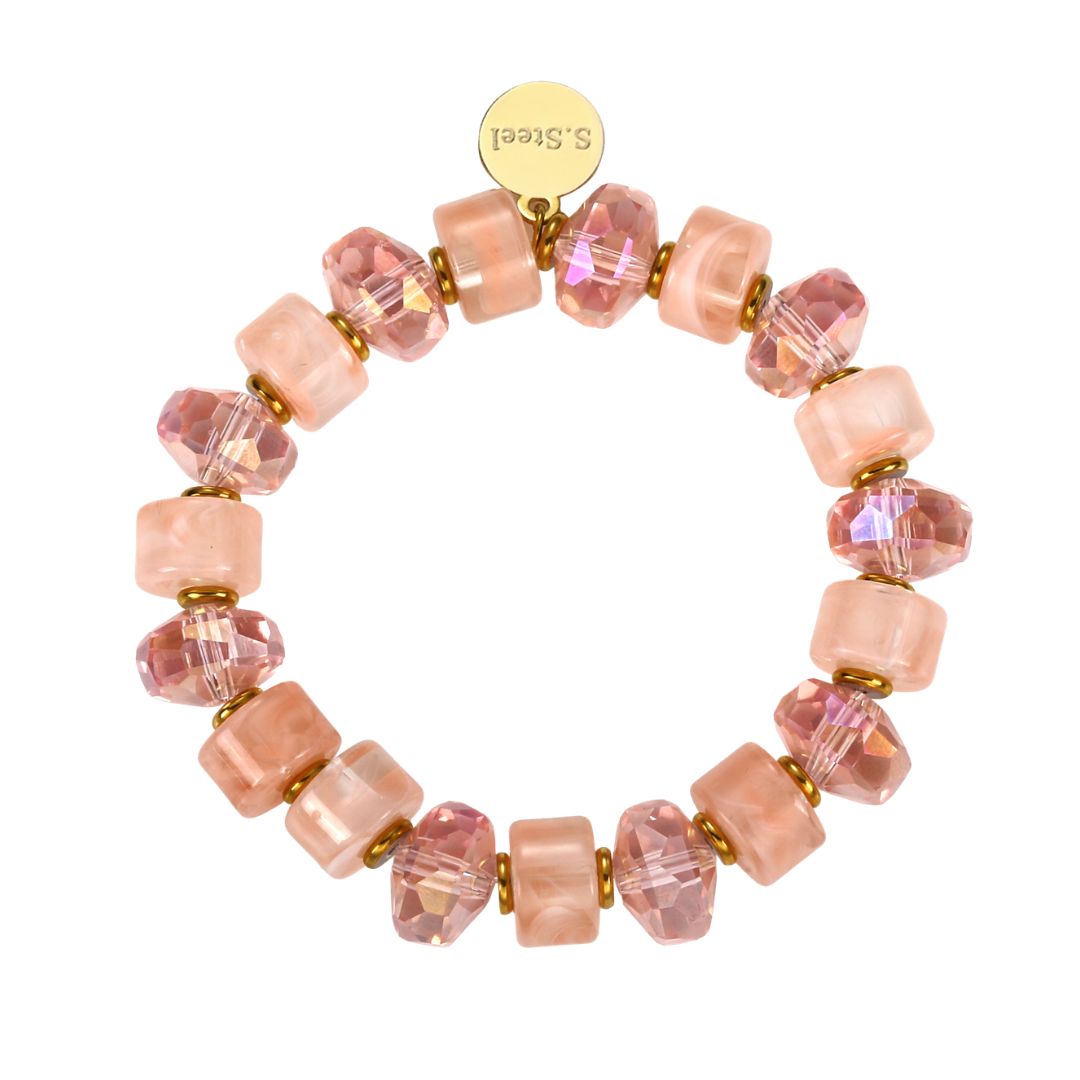 Elastisches Damen Armband mit Harzperlen rosa