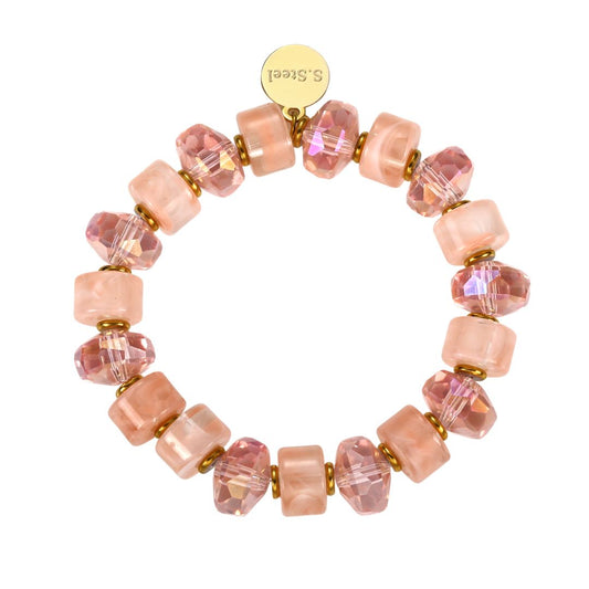 Elastisches Damen Armband mit Harzperlen rosa
