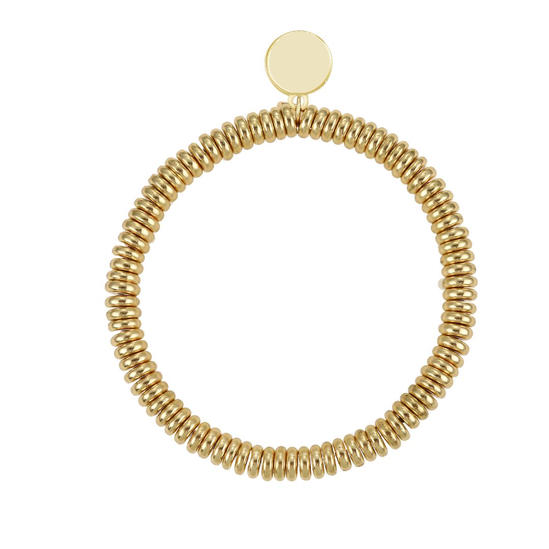 Elastisches Damen Armband mit flachen Perlen gold