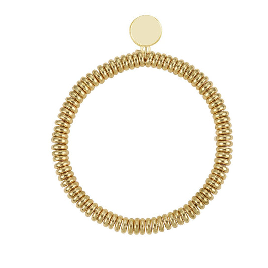 Elastisches Damen Armband mit flachen Perlen gold