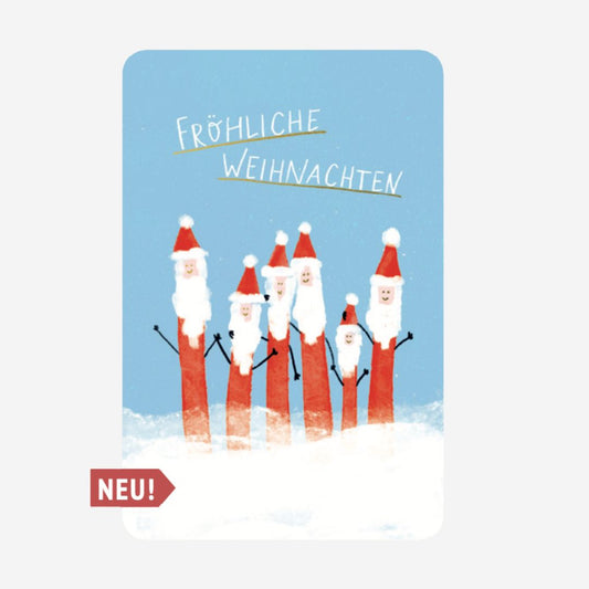 Postkarte Kind Mind 'Fröhliche Weihnachten Weihnachtsmänner'