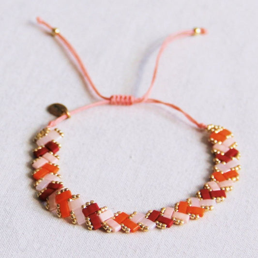 Geflochtenes Tila-Perlenarmband für Damen lachs/orange
