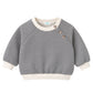 Sweatshirt gestreift mit Kontrastbündchen und Knöpfen grau