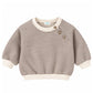 Sweatshirt gestreift mit Kontrastbündchen und Knöpfen braun