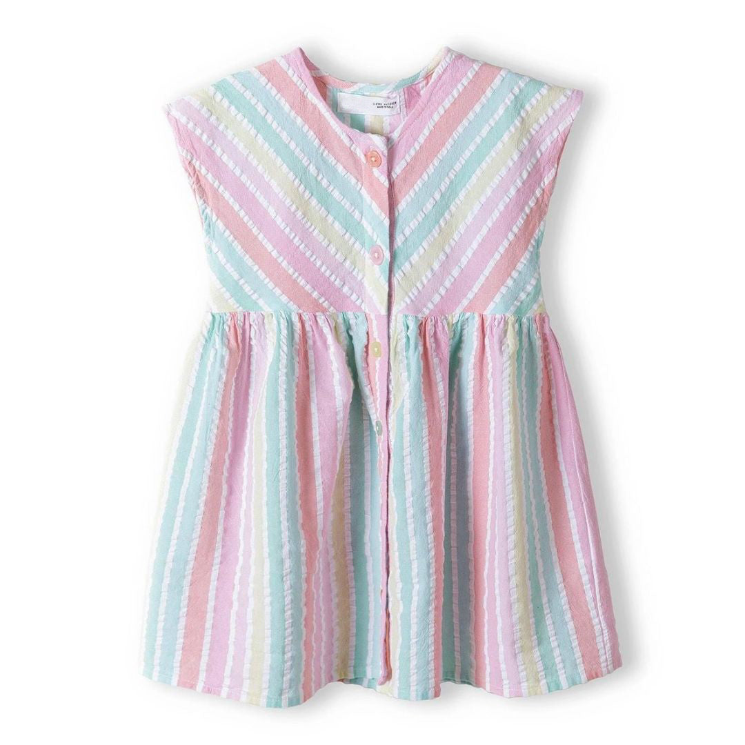 Gestreiftes Kleid mit Knopfleiste mehrfarbig
