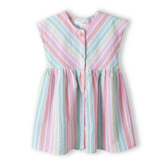 Gestreiftes Kleid mit Knopfleiste mehrfarbig