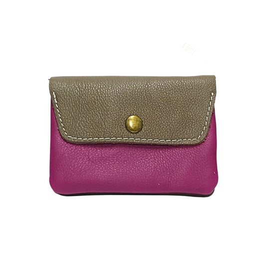 Upcyceltes Lederportemonnaie Colorblock khaki/bordeaux