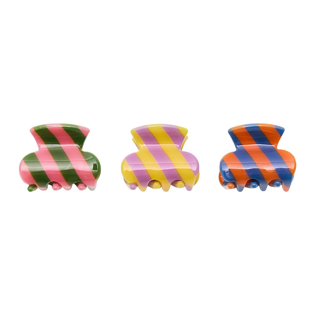 Haarspangen 3er Set 'Striped claw clips' 3cm