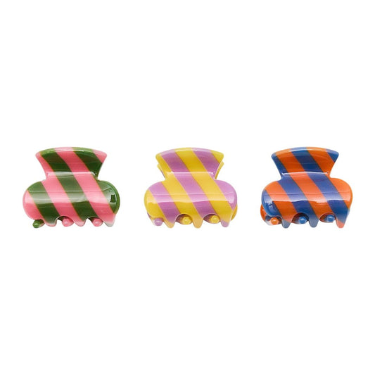 Haarspangen 3er Set 'Striped claw clips' 3cm