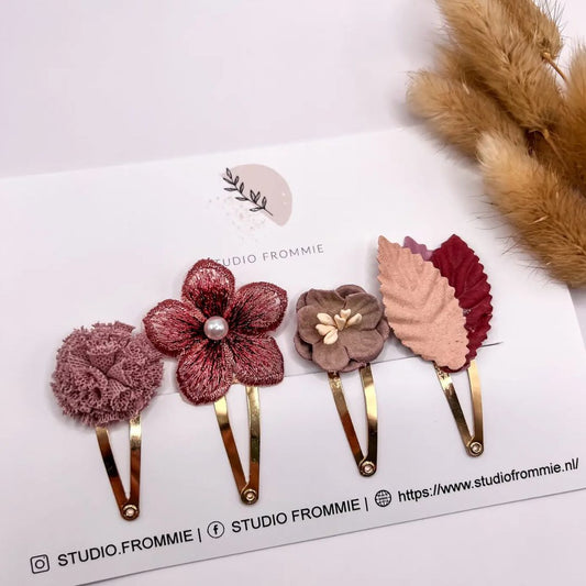 Haarspangen Set 'Herbst' gold/malve