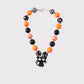 Chunky Halskette mit orangefarbener Halloween-Katze
