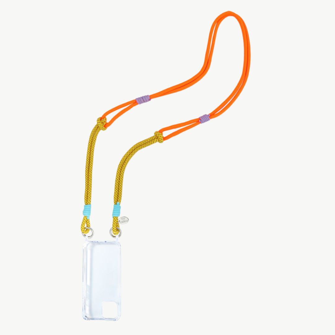 Handykette lang handgeflochten orange/gelb