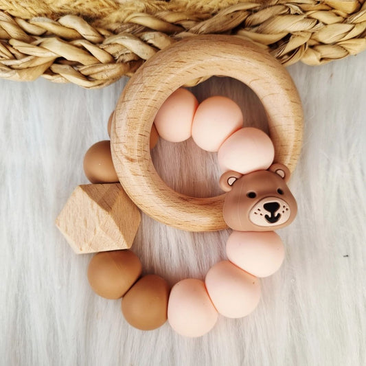 Happy Beißring 'Bär' pfirsich/bronze/hellrosa