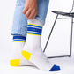Herren Retro Socken mit Karomuster mehrfarbig grau/blau/gelb