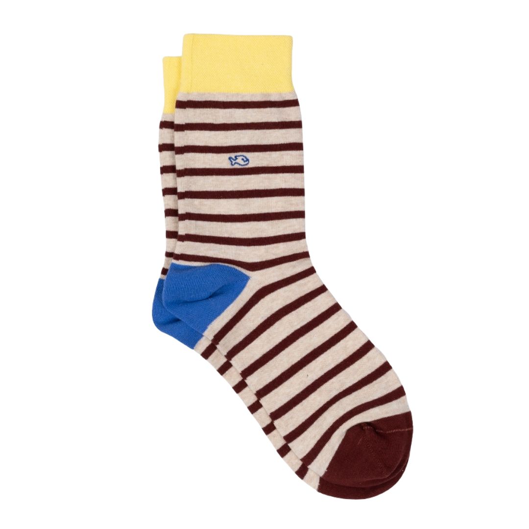 Herren Socken mit Streifenmuster mehrfarbig beige/bordeaux