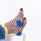 Herren Socken mit Streifenmuster mehrfarbig beige/bordeaux