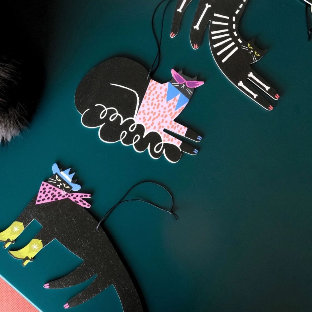 Hölzerne Wanddekoration Anhänger 'Star Cat'