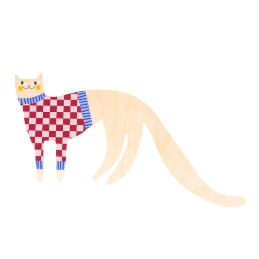 Hölzerne Wanddekoration 'NUDDLE THE CAT'