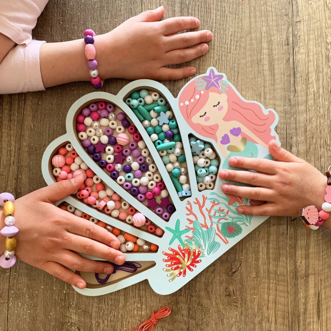 Holzperlen in Pastellfarben in Mermaidbox 400 Stück