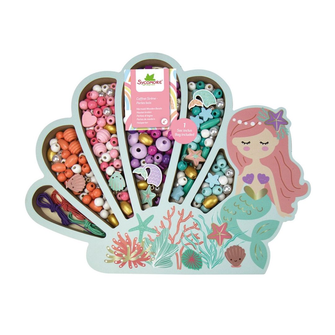 Holzperlen in Pastellfarben in Mermaidbox 400 Stück