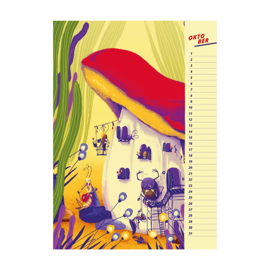 Immerwährender Kalender A4 'Das Wiesen-Orchester'