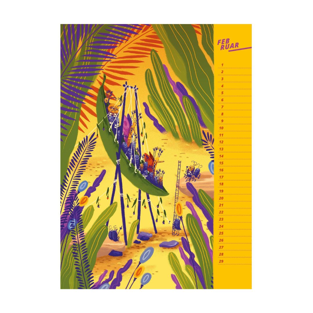 Immerwährender Kalender A4 'Das Wiesen-Orchester'