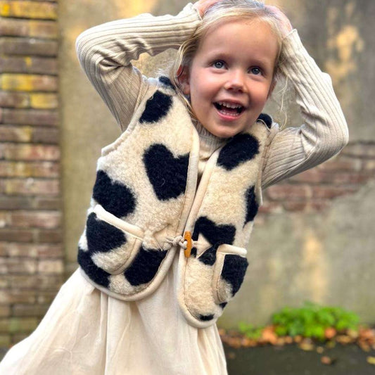 Kinder Weste aus Merinowolle 'Herzen'