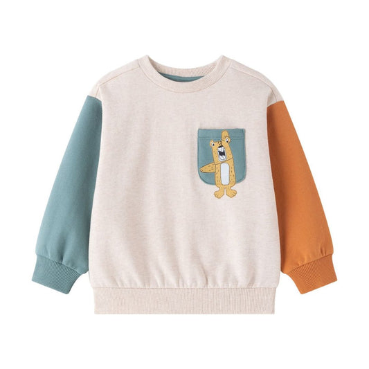 Sweatshirt Colorblock mit Brusttasche 'Beary Funny'