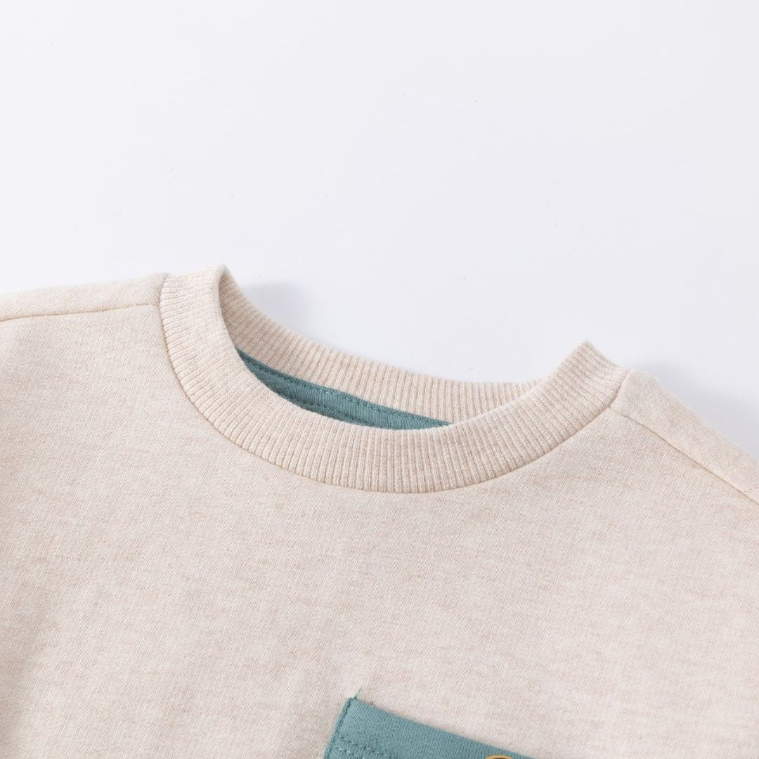 Sweatshirt Colorblock mit Brusttasche 'Beary Funny'