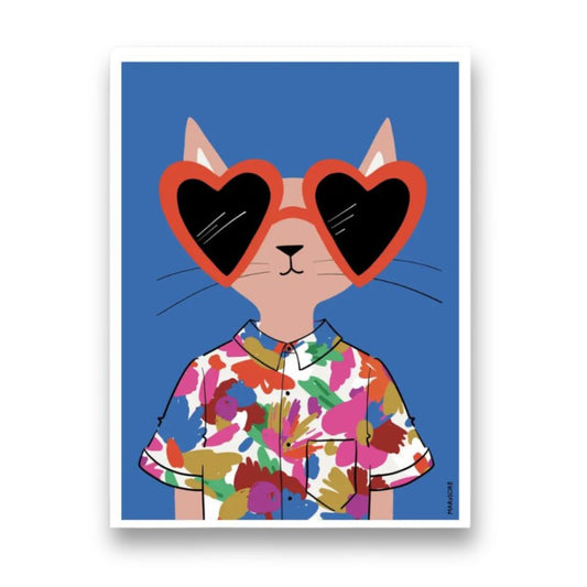 Kunstdruck 'Katze HIPSTER' A3