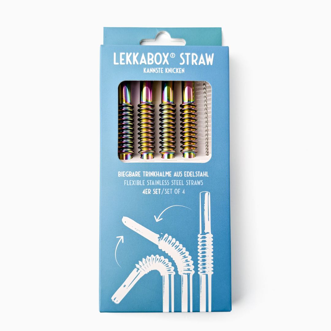 LEKKABOX Knickbarer Edelstahl Strohhalm 4er Set