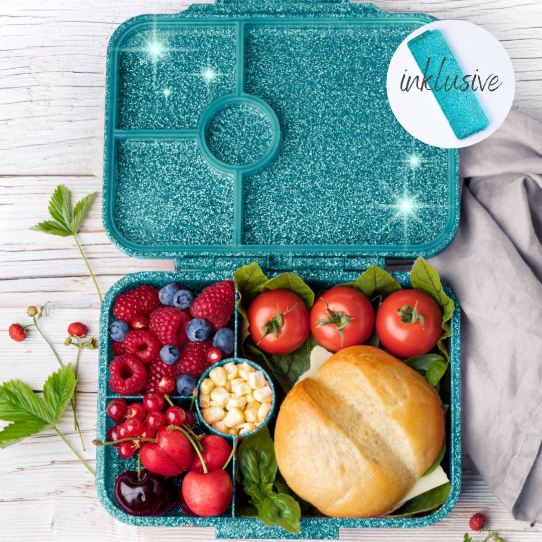 LEKKABOX Lunchbox mit 4 Fächern 'Glamour' aqua