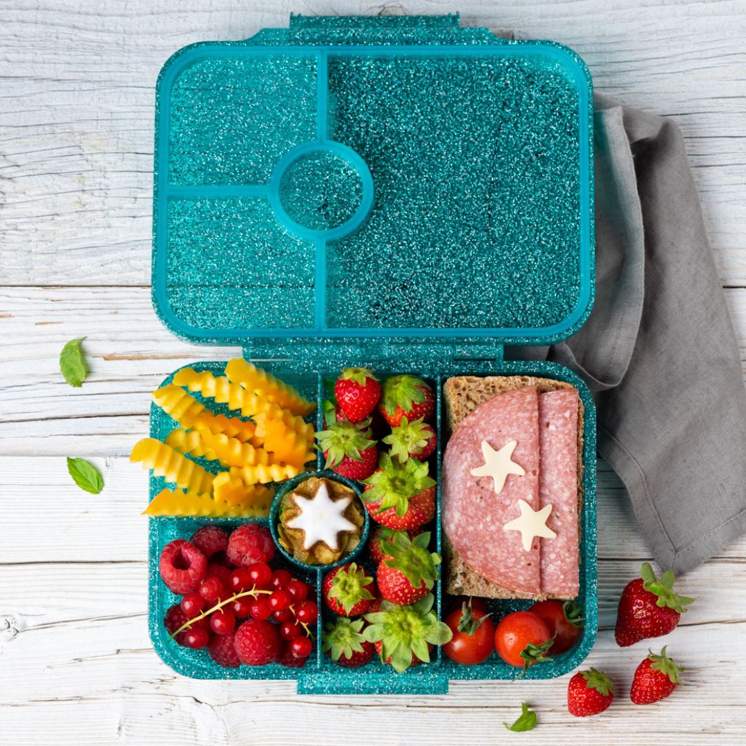 LEKKABOX Lunchbox mit 4 Fächern 'Glamour' aqua