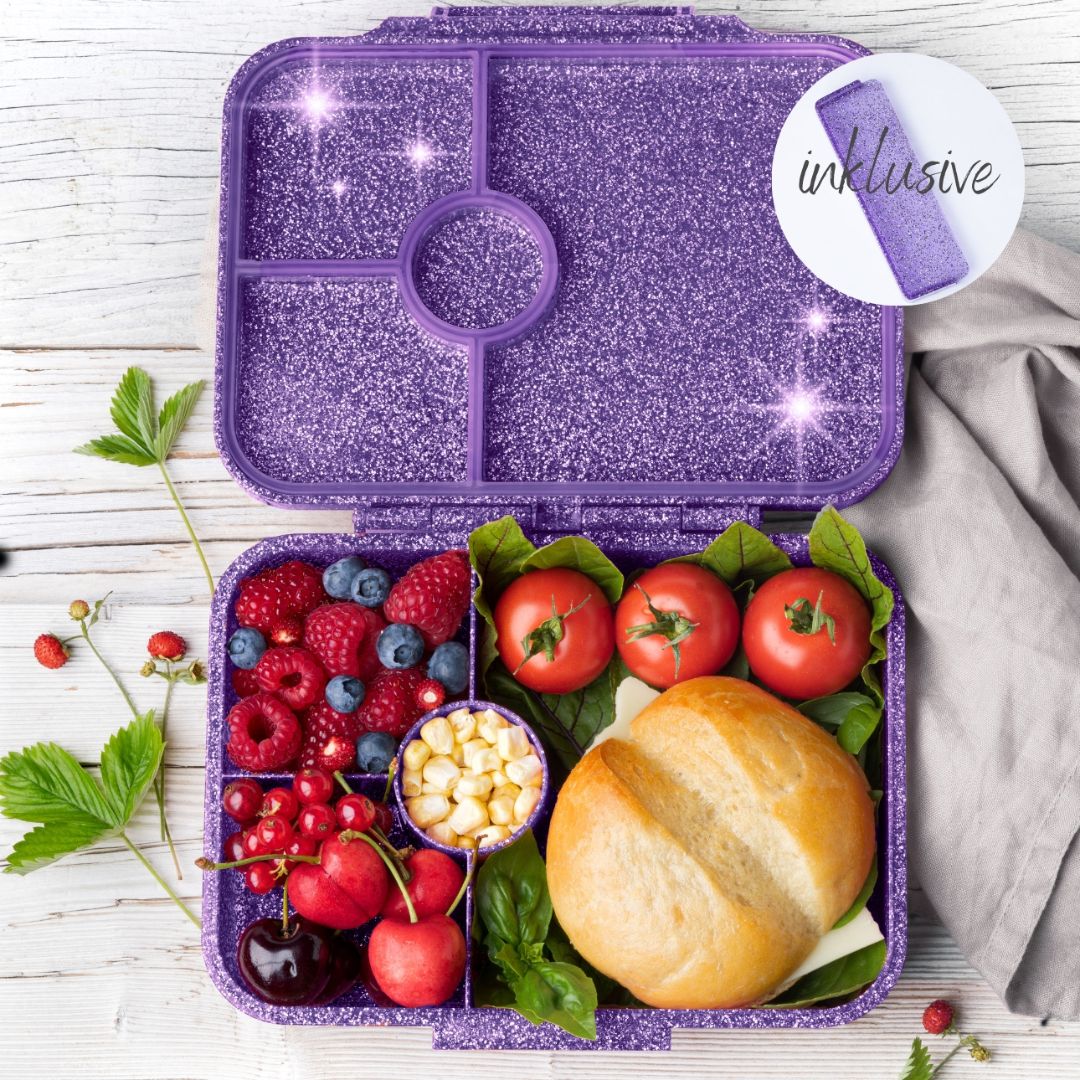 LEKKABOX Lunchbox mit 4 Fächern 'Glamour' purple