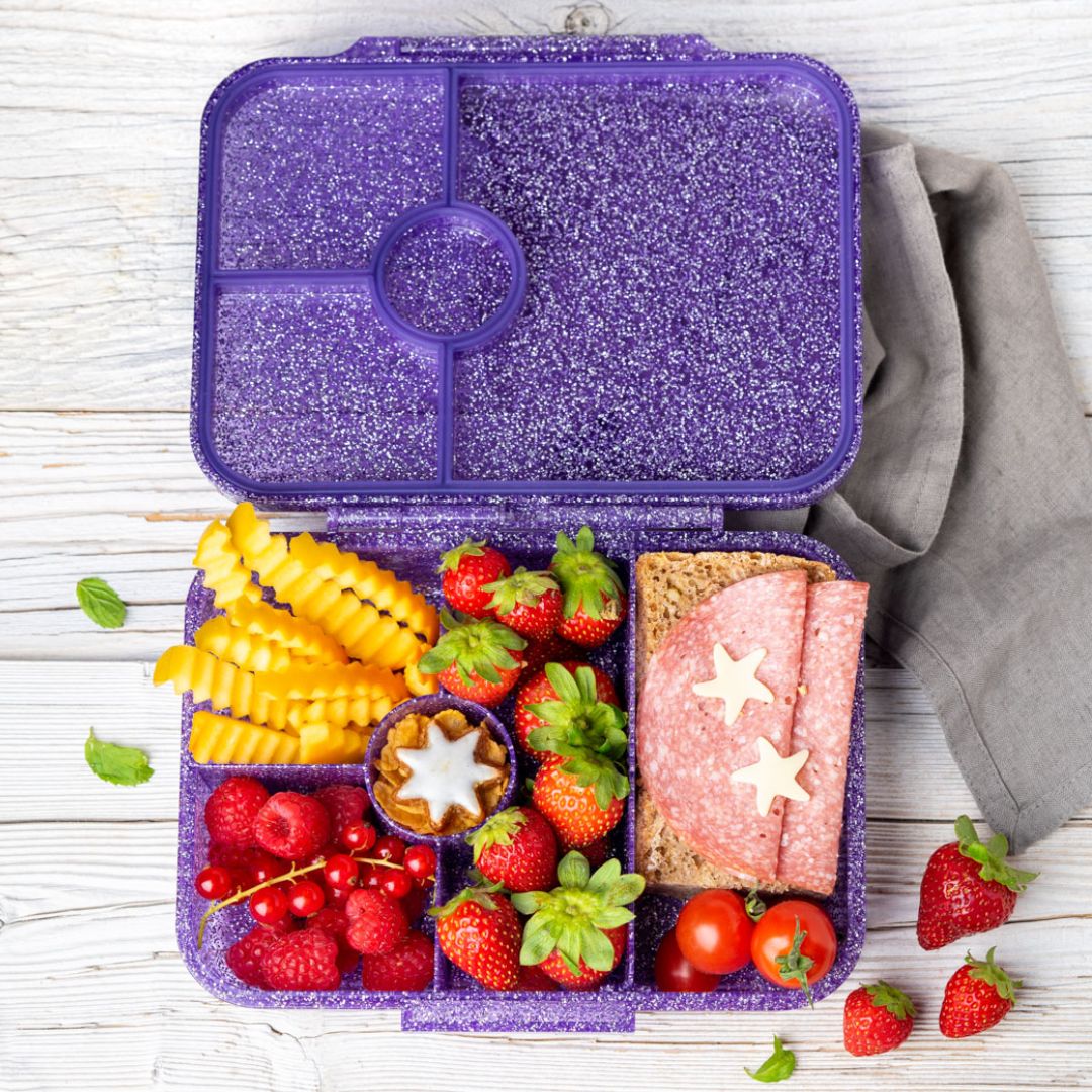 LEKKABOX Lunchbox mit 4 Fächern 'Glamour' purple