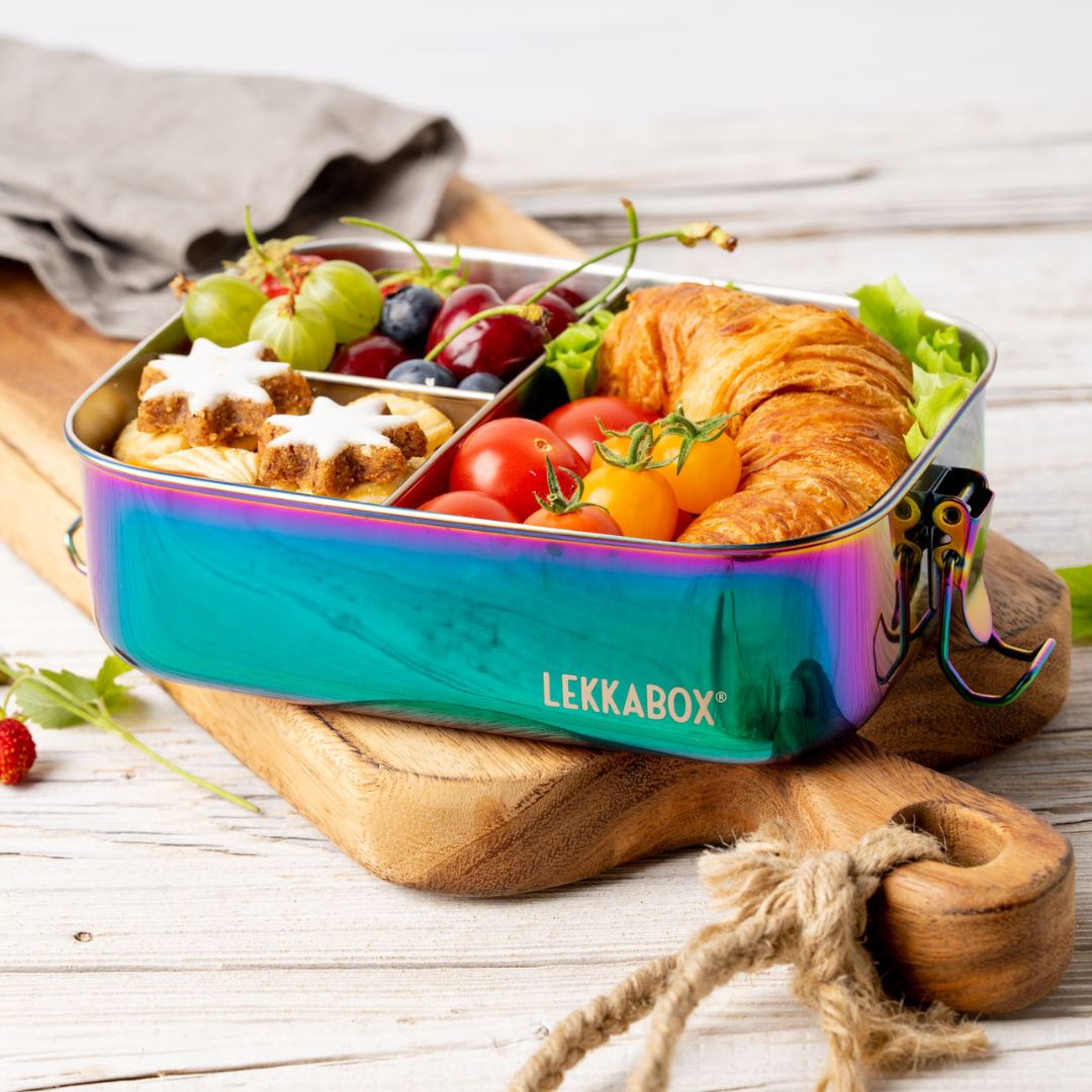 LEKKABOX Auslaufsichere Edelstahl Brotdose 'Rainbow Safe'