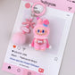 Labubu inspirierter Schlüsselanhänger 'LOVE' Pompon pink