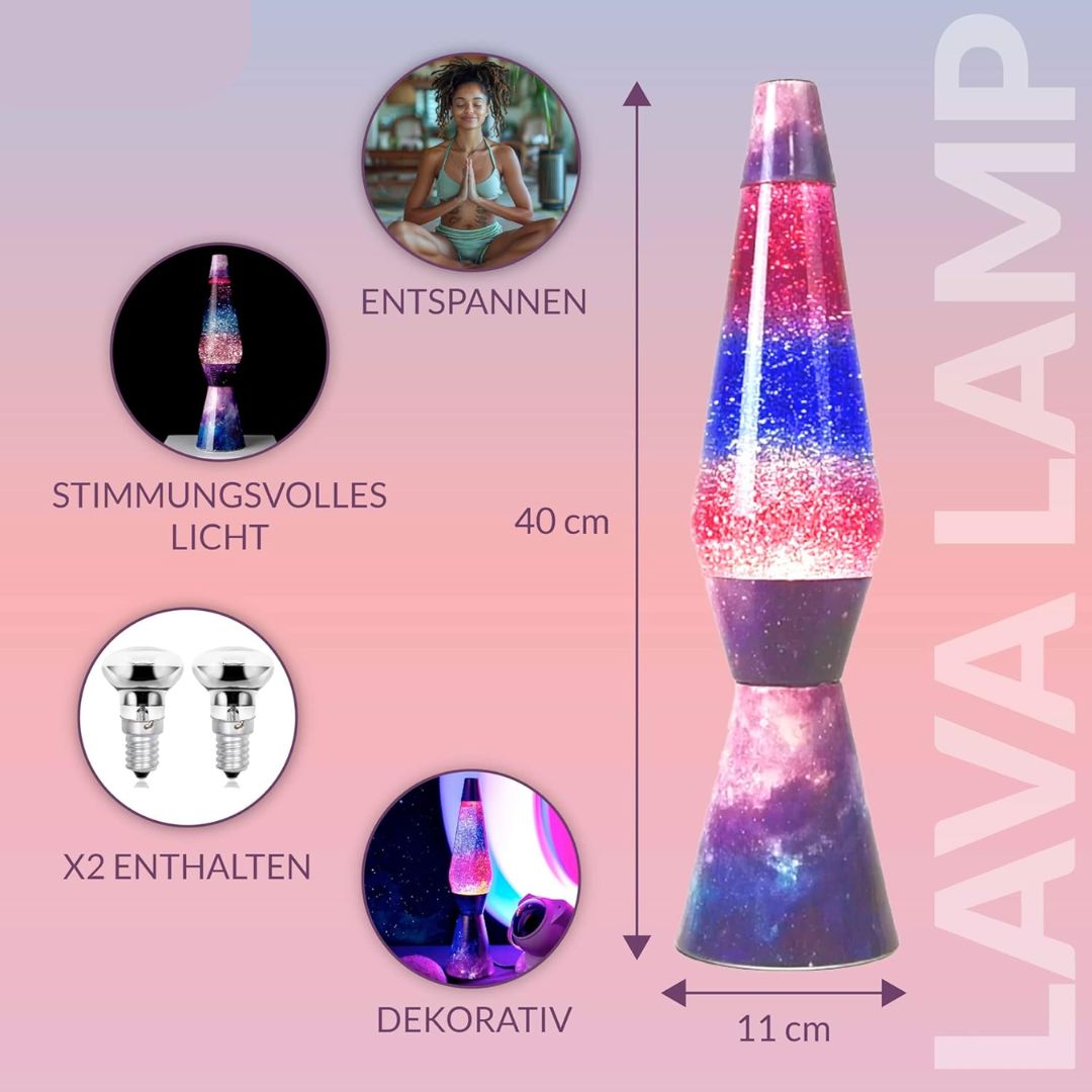 Lavalampe Glitzer Magie Galaxy