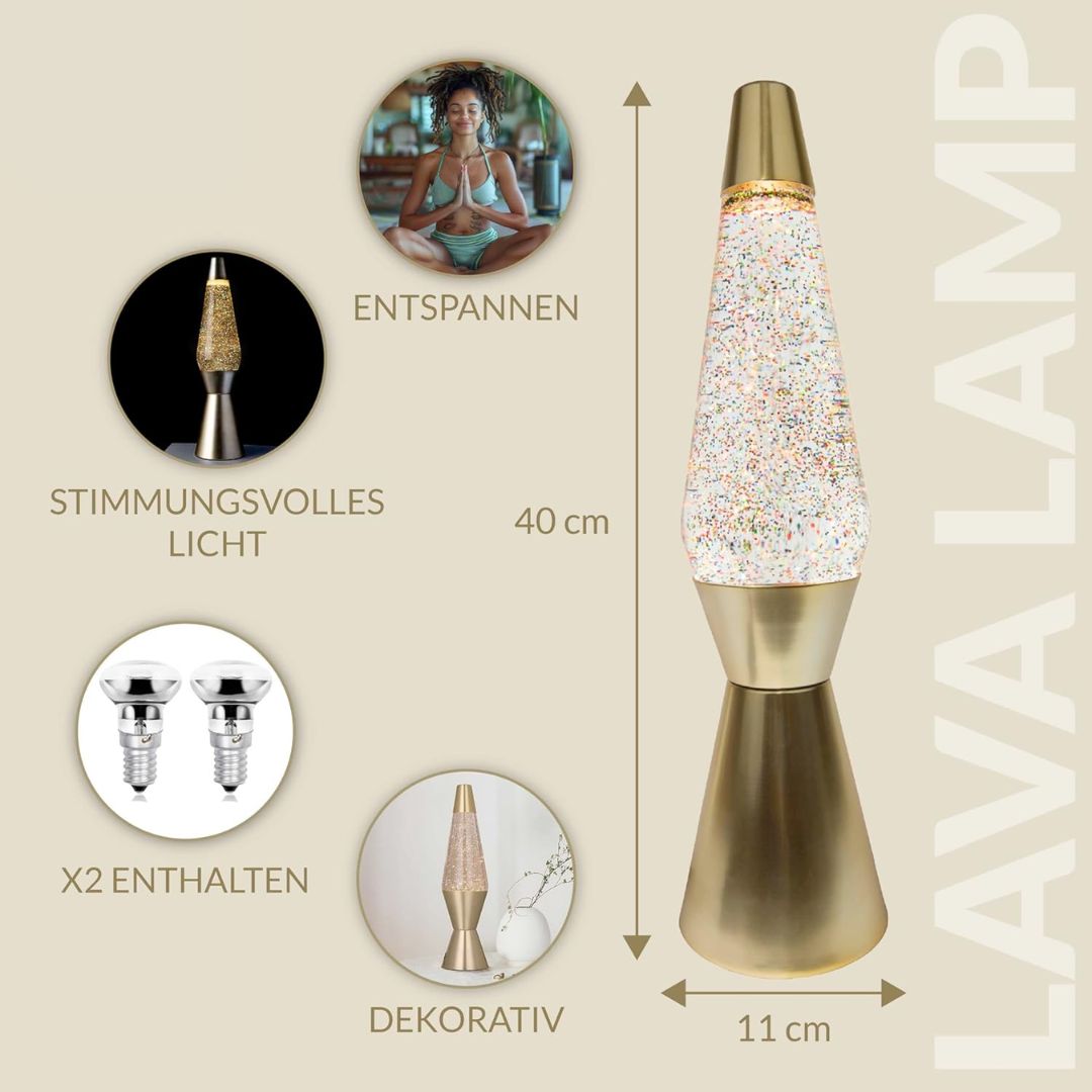 Lavalampe Glitzer Magie gold