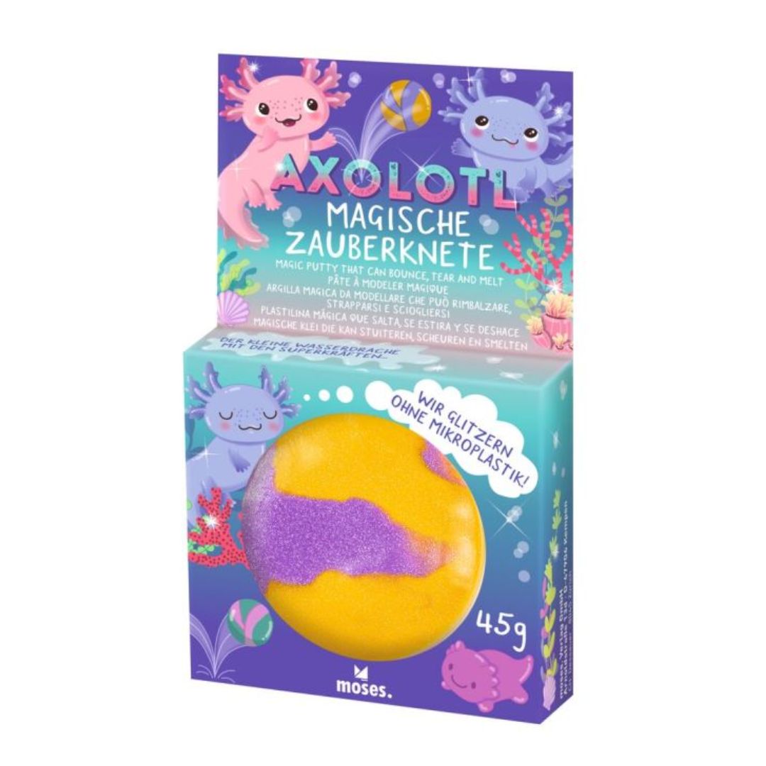 Magische Axolotl-Zauberknete gelb-violett