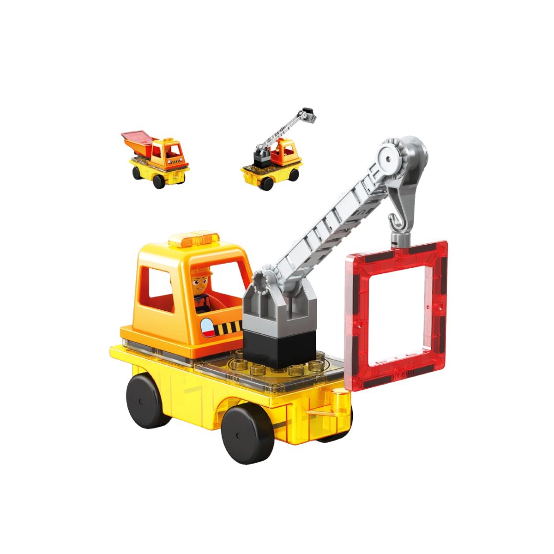 Magnetbausteine 3-in-1-Kran, Kipper, Leiterwagen