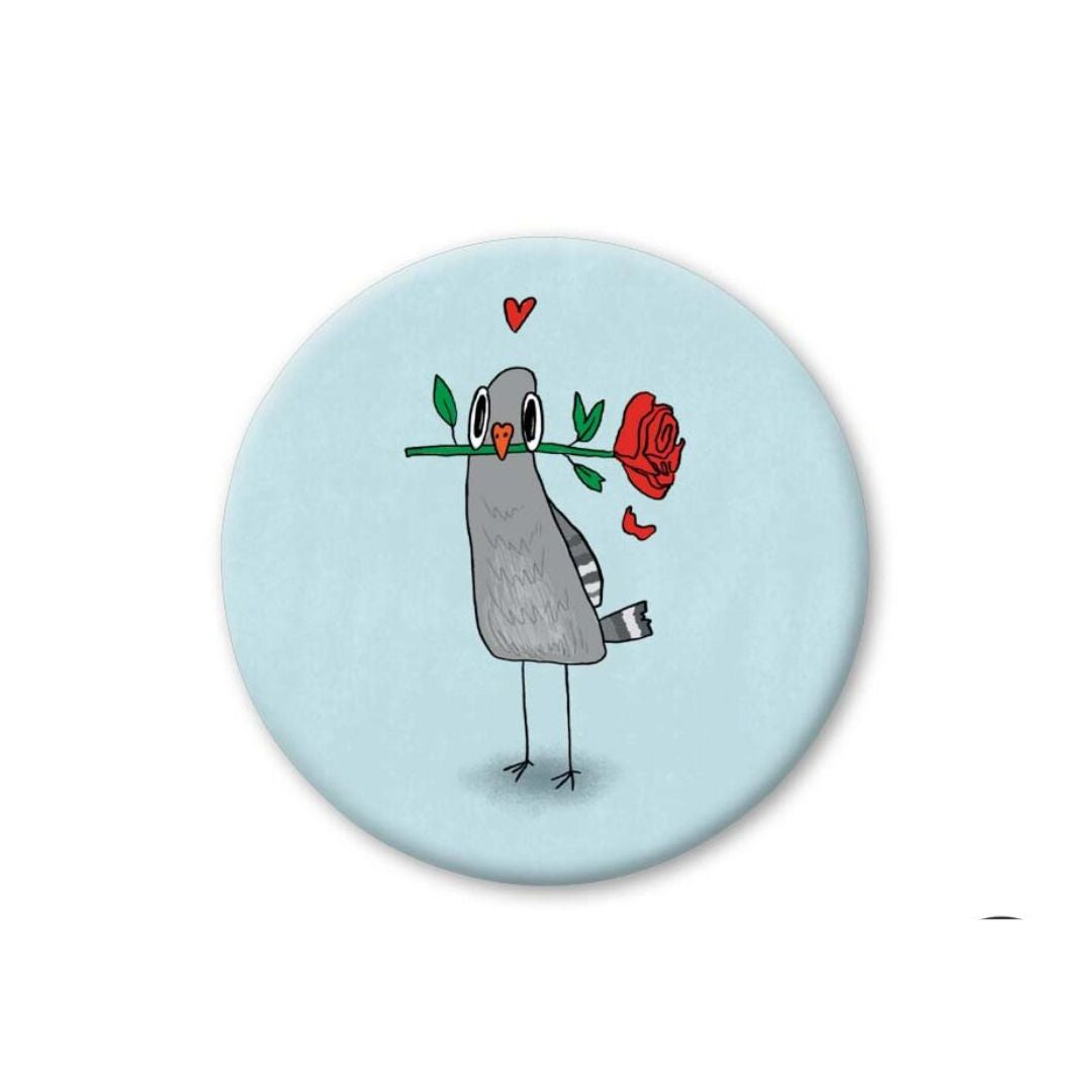 Mini Magnet 'Taube mit Rose'