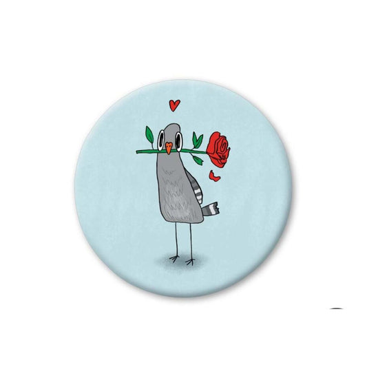 Mini Magnet 'Taube mit Rose'