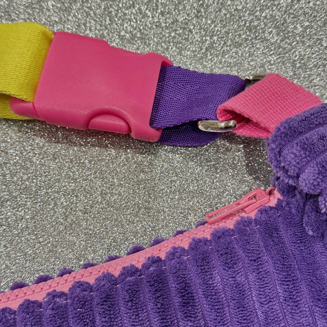 Damen Tasche Moonbag aus Cord 'Bam' lila/gelb