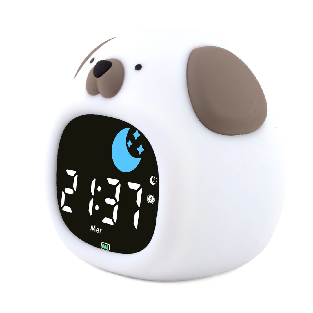 Nachtlicht Wecker multifunktional 'Puppy' weiß