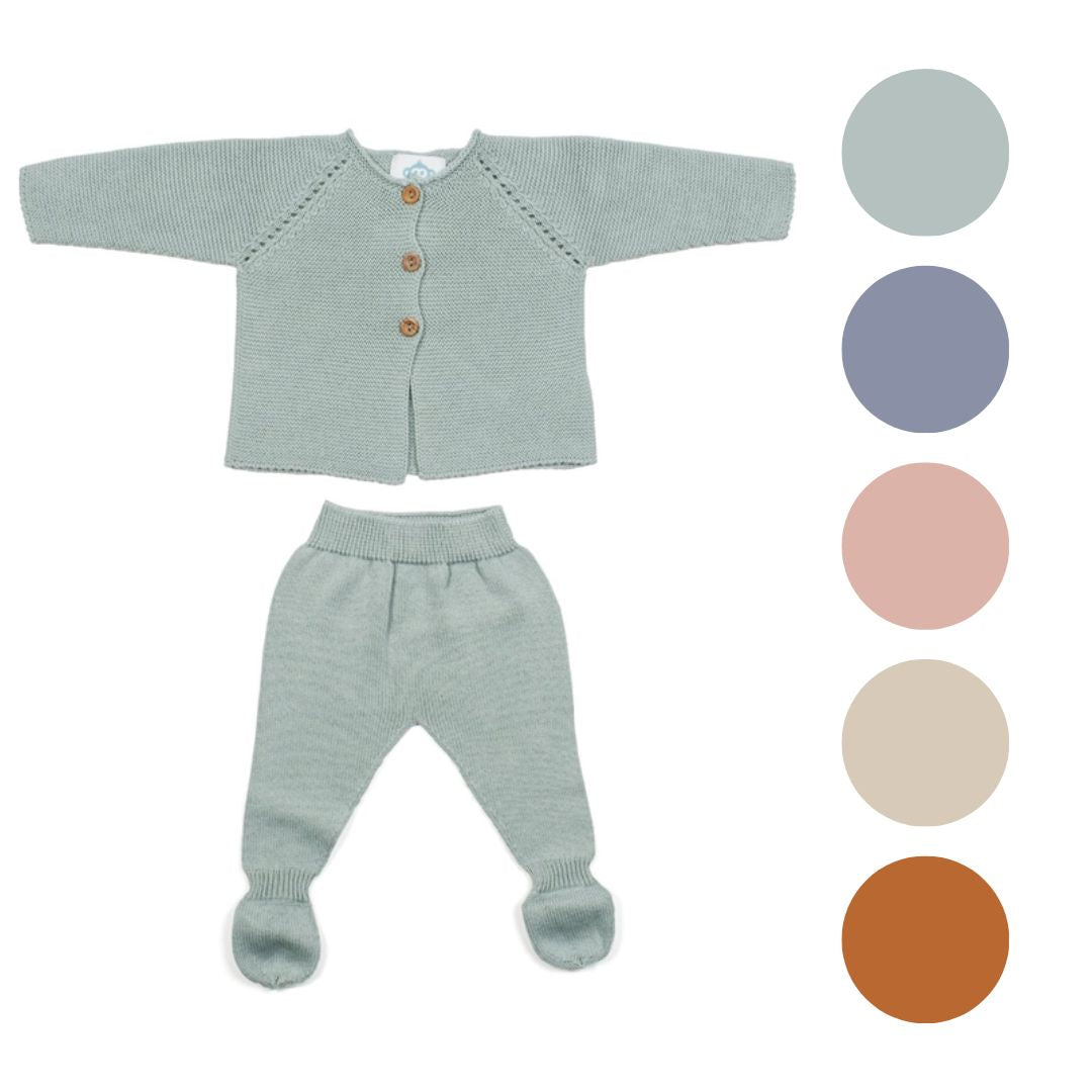 Neugeborenen und Baby Strickset mint Bio Baumwolle