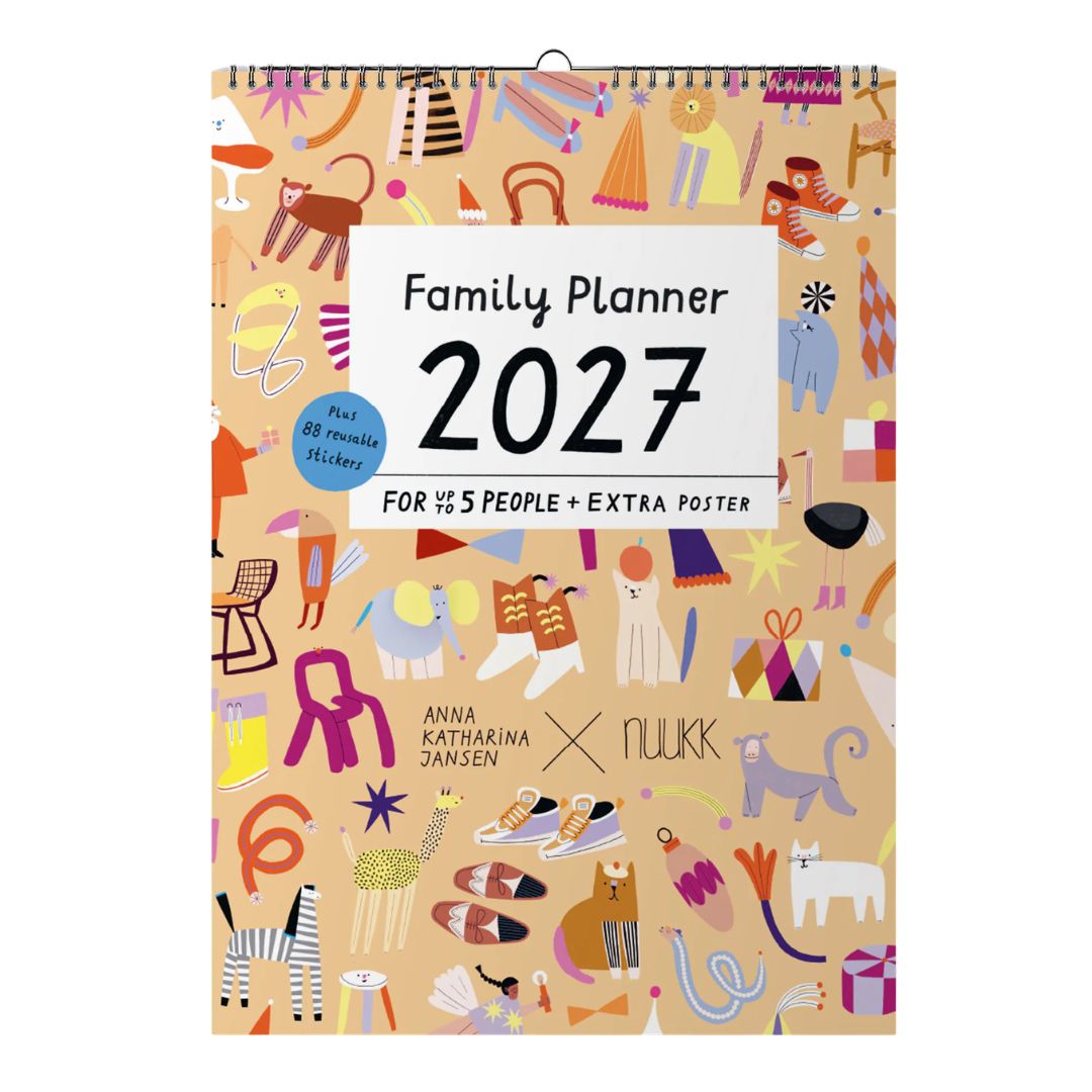 Familienkalender 2027 'Bunte Bande' inkl. Poster + 88 Sticker