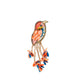 Pailletten-Brosche mit Vogelmotiv orange