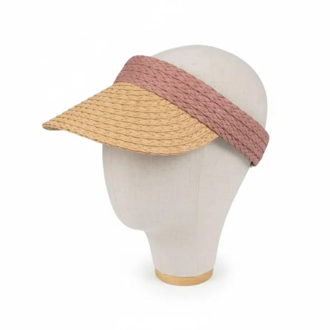 Damen Strohhut mit Visier 'Palamos' natur/rosa