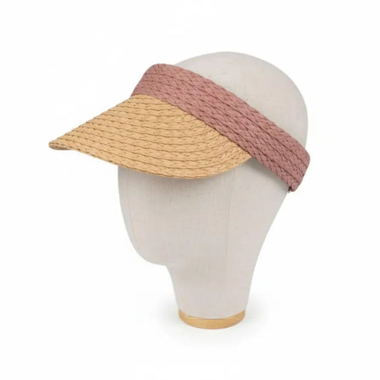 Damen Strohhut mit Visier 'Palamos' natur/rosa